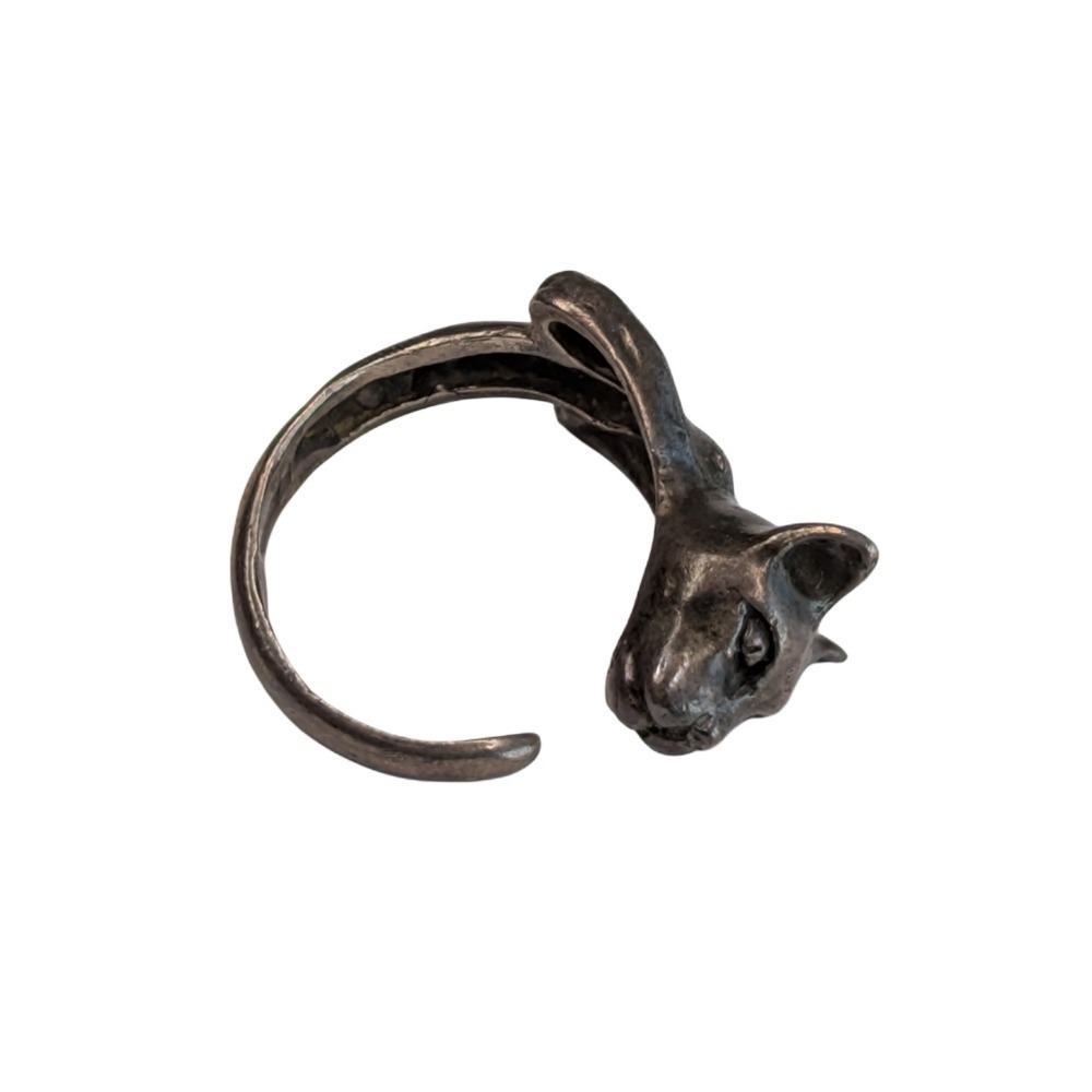 Adjustable Brushed Silver‎ Colour Cat Body Ring